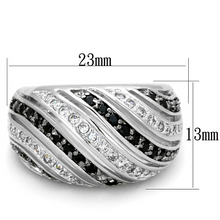 LO3399 - Brass Ring Rhodium + Ruthenium Women AAA Grade CZ Black Diamond