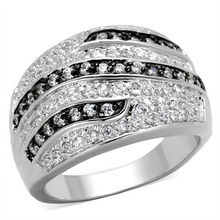 LO3400 - Brass Ring Rhodium + Ruthenium Women AAA Grade CZ Clear