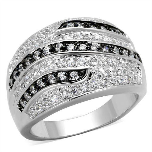 LO3400 - Brass Ring Rhodium + Ruthenium Women AAA Grade CZ Clear