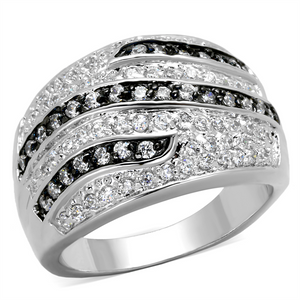 LO3400 - Brass Ring Rhodium + Ruthenium Women AAA Grade CZ Clear