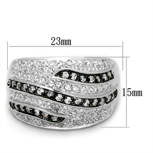 LO3400 - Brass Ring Rhodium + Ruthenium Women AAA Grade CZ Clear