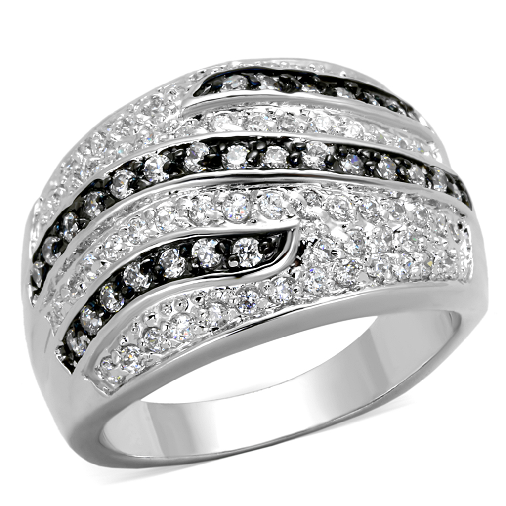 LO3400 - Brass Ring Rhodium + Ruthenium Women AAA Grade CZ Clear