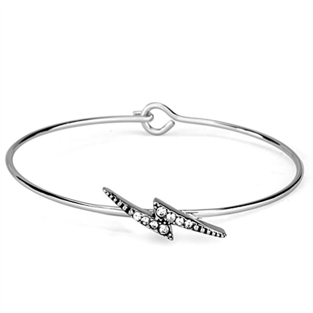 LO3442 - Brass Bangle Rhodium Women Top Grade Crystal Clear