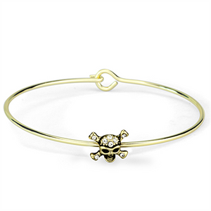 LO3443 - Brass Bangle Flash Gold Women Top Grade Crystal Clear