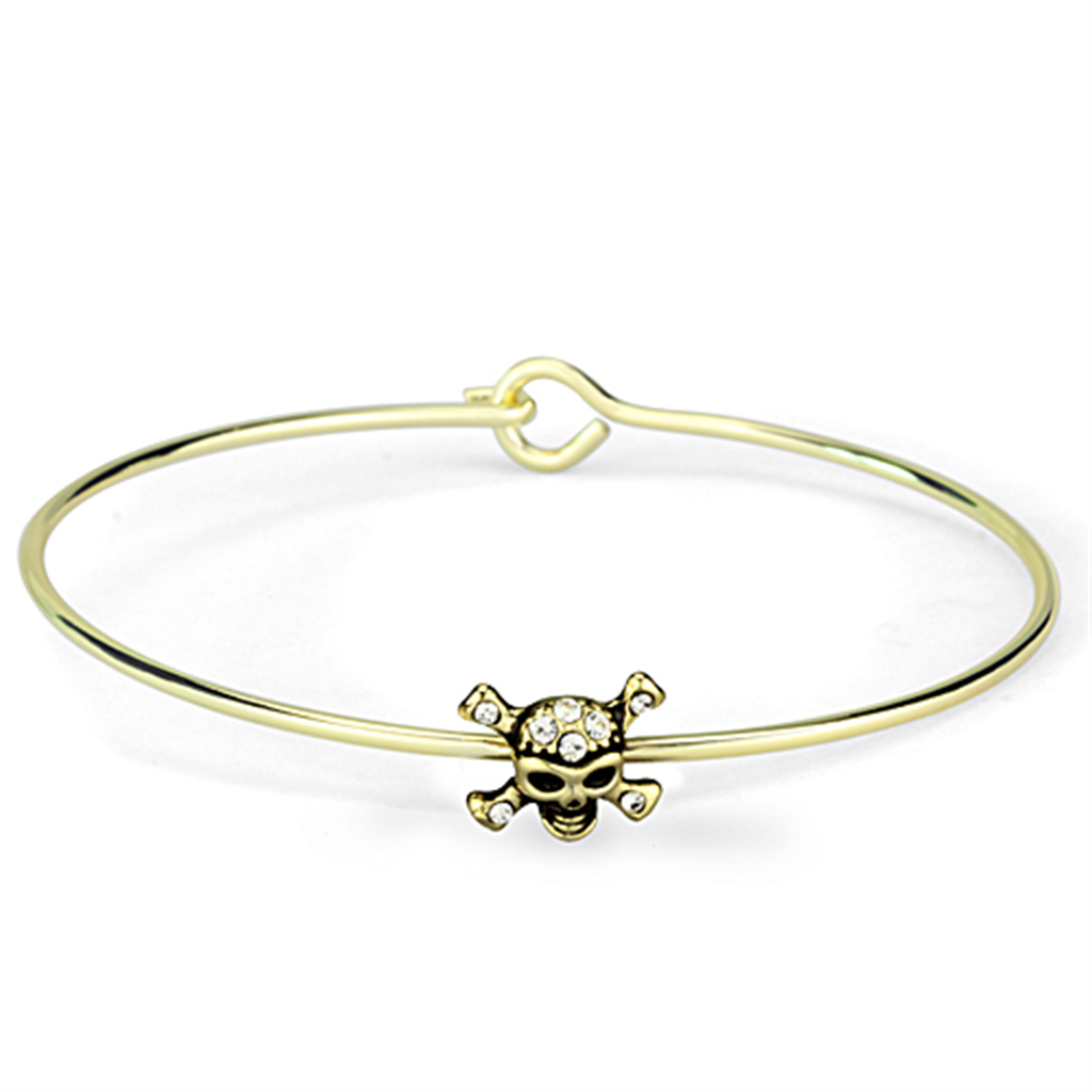 LO3443 - Brass Bangle Flash Gold Women Top Grade Crystal Clear