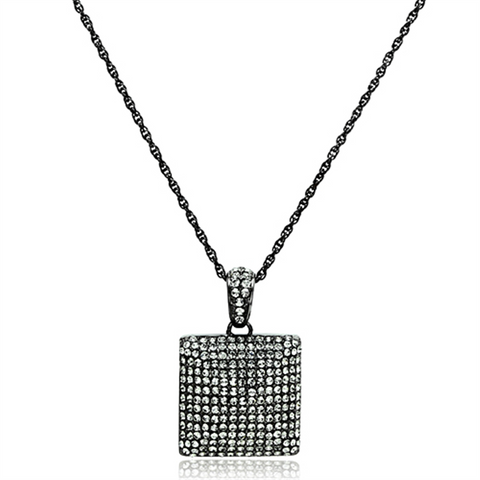 LO3471 - Brass Chain Pendant TIN Cobalt Black Women Top Grade Crystal Black Diamond