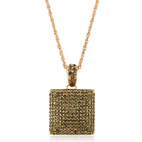 LO3472 - Brass Chain Pendant Rose Gold Women Top Grade Crystal Smoked Quartz