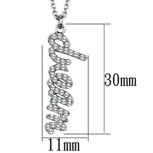 LO3489 - Brass Chain Pendant Rhodium Women Top Grade Crystal Clear