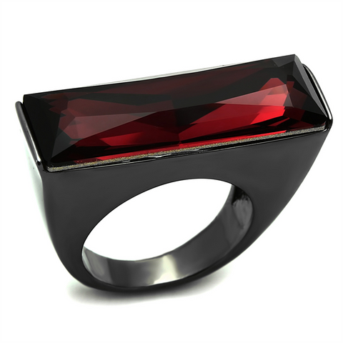 LO3517 - Brass Ring TIN Cobalt Black Women Top Grade Crystal Siam