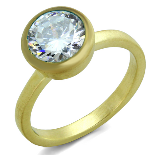 LO3538 - Brass Ring Gold & Brush Women AAA Grade CZ Clear