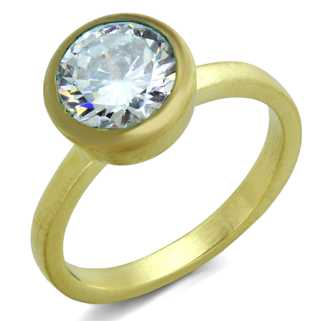 LO3538 - Brass Ring Gold & Brush Women AAA Grade CZ Clear