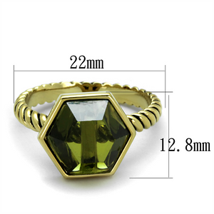 LO3544 - Brass Ring Gold Women AAA Grade CZ Olivine color