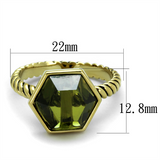 LO3544 - Brass Ring Gold Women AAA Grade CZ Olivine color
