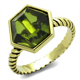 LO3544 - Brass Ring Gold Women AAA Grade CZ Olivine color