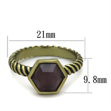 LO3545 - Brass Ring Antique Copper Women Synthetic Amethyst