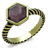 LO3545 - Brass Ring Antique Copper Women Synthetic Amethyst