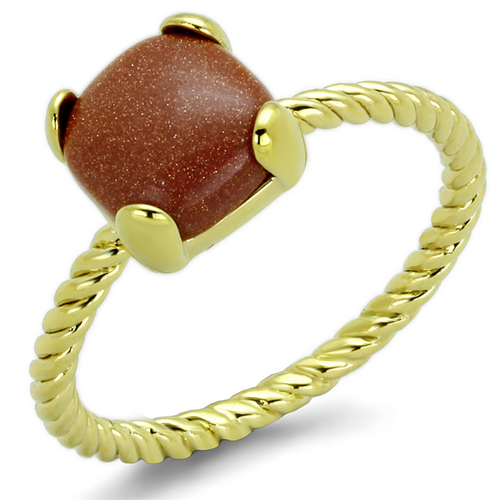 LO3547 - Brass Ring Gold Women Synthetic Brown