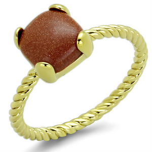 LO3547 - Brass Ring Gold Women Synthetic Brown