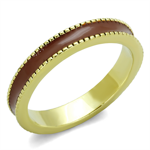 LO3551 - Brass Ring Gold Women Epoxy Brown