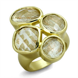 LO3599 - Brass Ring Gold & Brush Women Synthetic Topaz
