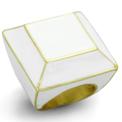LO3604 - Brass Ring Gold & Brush Women Epoxy White