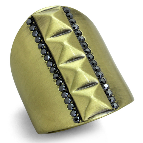 LO3608 - Brass Ring Antique Copper Women Top Grade Crystal Hematite
