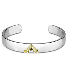 LO3611 - White Metal Bangle Reverse Two-Tone Women Top Grade Crystal Clear
