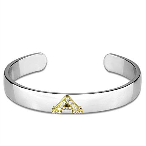 LO3611 - White Metal Bangle Reverse Two-Tone Women Top Grade Crystal Clear