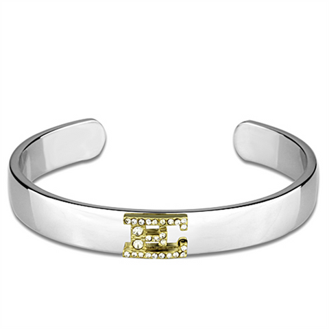 LO3615 - White Metal Bangle Reverse Two-Tone Women Top Grade Crystal Clear