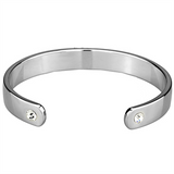 LO3616 - White Metal Bangle Reverse Two-Tone Women Top Grade Crystal Clear