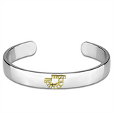 LO3620 - White Metal Bangle Reverse Two-Tone Women Top Grade Crystal Clear