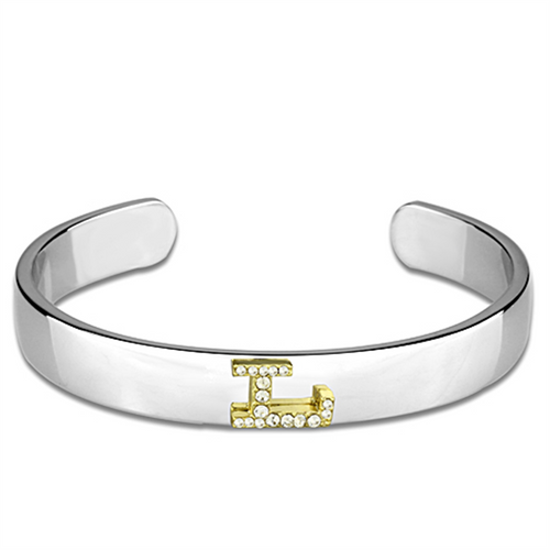 LO3622 - White Metal Bangle Reverse Two-Tone Women Top Grade Crystal Clear