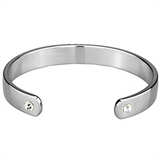 LO3626 - White Metal Bangle Reverse Two-Tone Women Top Grade Crystal Clear