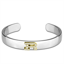 LO3628 - White Metal Bangle Reverse Two-Tone Women Top Grade Crystal Clear