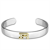 LO3628 - White Metal Bangle Reverse Two-Tone Women Top Grade Crystal Clear