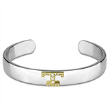 LO3630 - White Metal Bangle Reverse Two-Tone Women Top Grade Crystal Clear