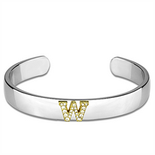 LO3633 - White Metal Bangle Reverse Two-Tone Women Top Grade Crystal Clear