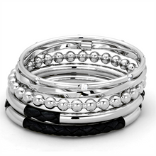 LO3640 - Stainless Steel Bangle High polished (no plating) Women AAA Grade CZ Clear