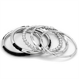 LO3640 - Stainless Steel Bangle High polished (no plating) Women AAA Grade CZ Clear