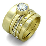 LO3645 - Brass Ring Gold & Brush Women AAA Grade CZ Clear