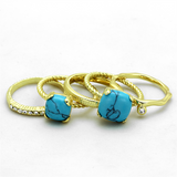 LO3650 - Brass Ring Gold Women Synthetic Sea Blue