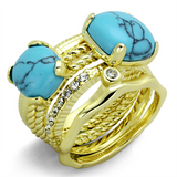 LO3650 - Brass Ring Gold Women Synthetic Sea Blue