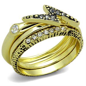 LO3651 - Brass Ring Gold Women Top Grade Crystal Clear