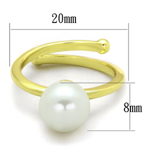 LO3656 - Brass Ring Gold Women Synthetic White