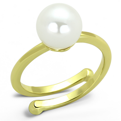 LO3656 - Brass Ring Gold Women Synthetic White