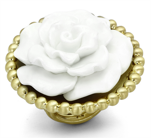 LO3660 - Brass Ring Gold & Brush Women Synthetic White
