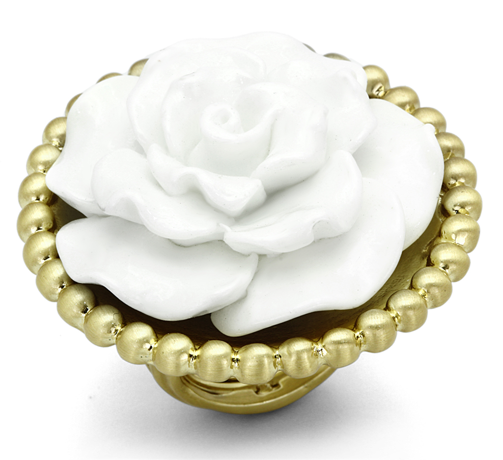 LO3660 - Brass Ring Gold & Brush Women Synthetic White