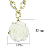 LO3661 - Brass Necklace Gold & Brush Women Synthetic White