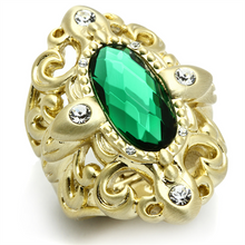 LO3665 - Brass Ring Gold & Brush Women Synthetic Emerald