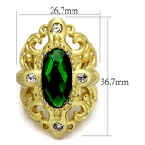 LO3665 - Brass Ring Gold & Brush Women Synthetic Emerald